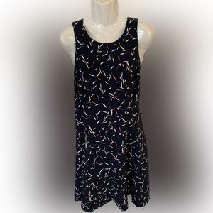 Banana Republic Women’s 8 M Navy Blue Print Sleeveless Knee Length Dress NEW